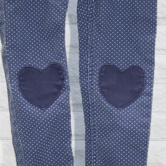 L.O.G.G. H&M Leggings Jeggings Polka Dot Heart Knee Patches Girls Blue 3 - 4 - Picture 2 of 10